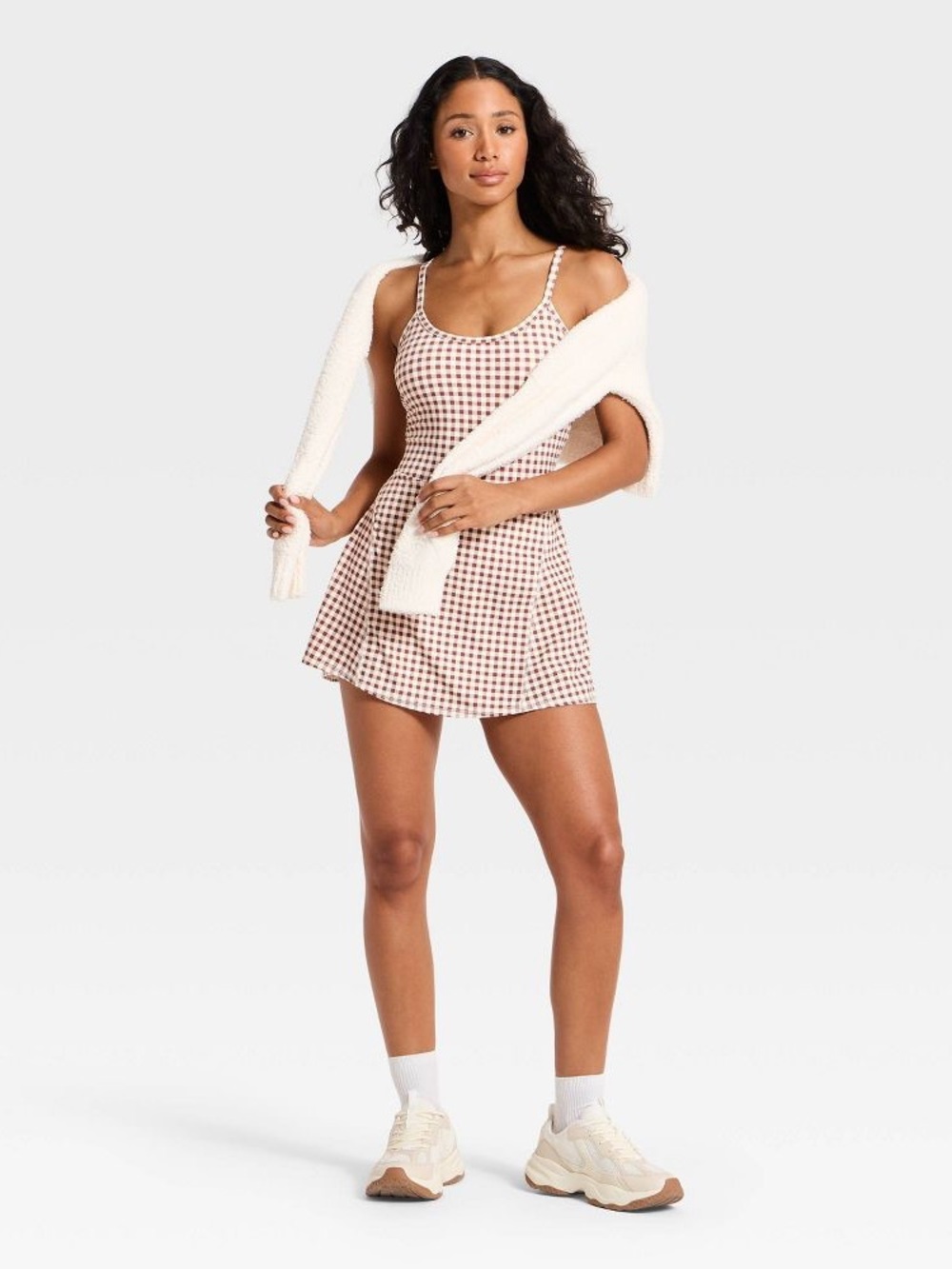 Joy Lab Brown Gingham Active Dress NWT